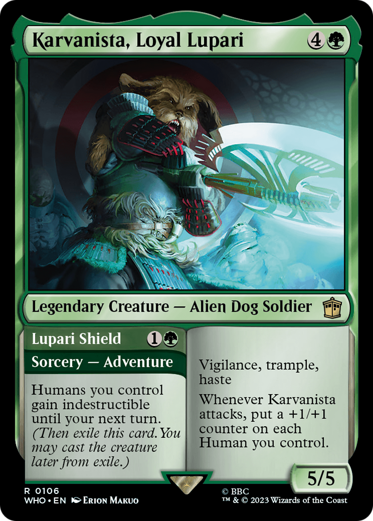 Karvanista, Loyal Lupari // Lupari Shield [Doctor Who] | Card Merchant Takapuna