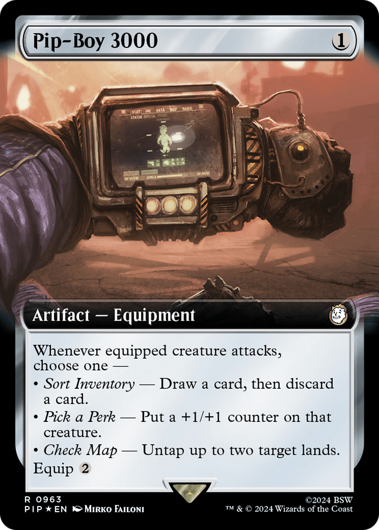 Pip-Boy 3000 (Extended Art) (Surge Foil) [Fallout] | Card Merchant Takapuna