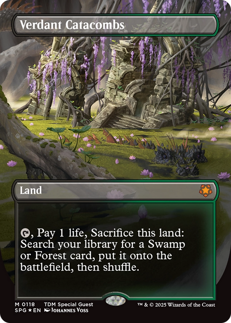 Verdant Catacombs (Borderless) (Dragonscale Foil) [Tarkir: Dragonstorm Special Guests] | Card Merchant Takapuna