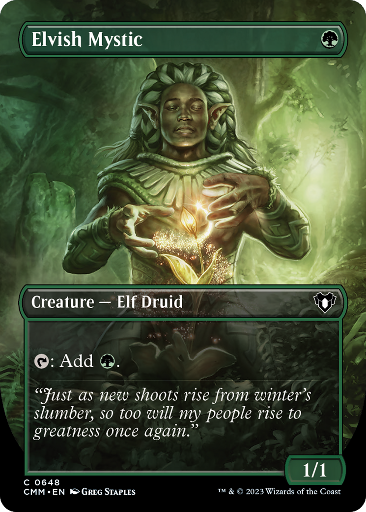 Elvish Mystic (Borderless Alternate Art) [Commander Masters] | Card Merchant Takapuna