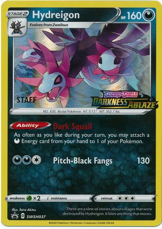 Hydreigon (SWSH037) (Staff Prerelease Promo) [Sword & Shield: Black Star Promos] | Card Merchant Takapuna