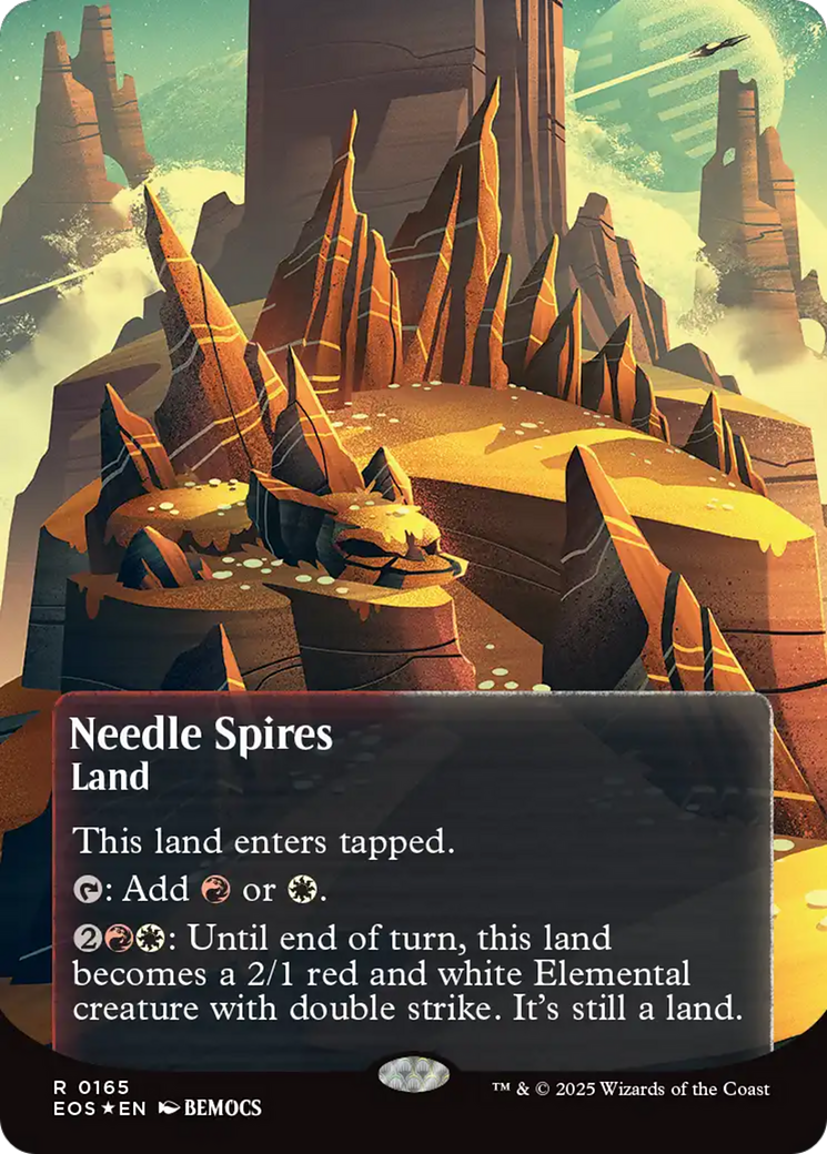 Needle Spires (0165) (Borderless) (Galaxy Foil) [Edge of Eternities: Stellar Sights] | Card Merchant Takapuna