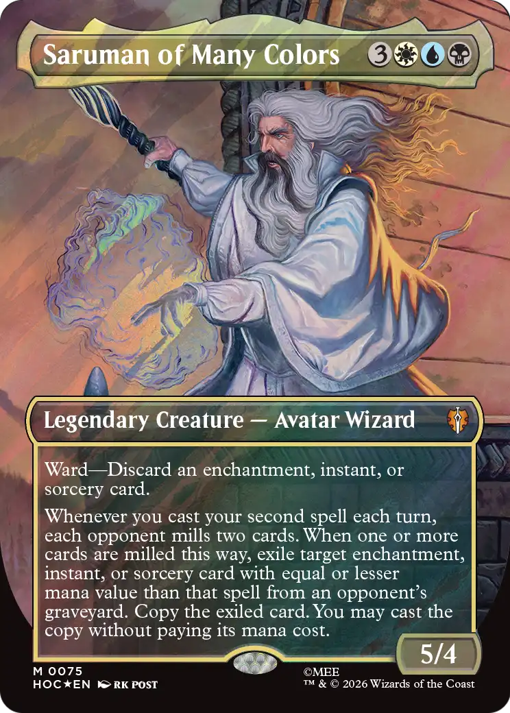 Saruman of Many Colors (Borderless) (Surge Foil) [The Hobbit: Eternal-Legal] | Card Merchant Takapuna