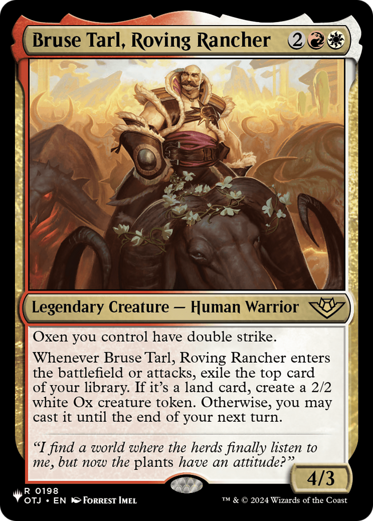Bruse Tarl, Roving Rancher (OTJ) [The List] | Card Merchant Takapuna