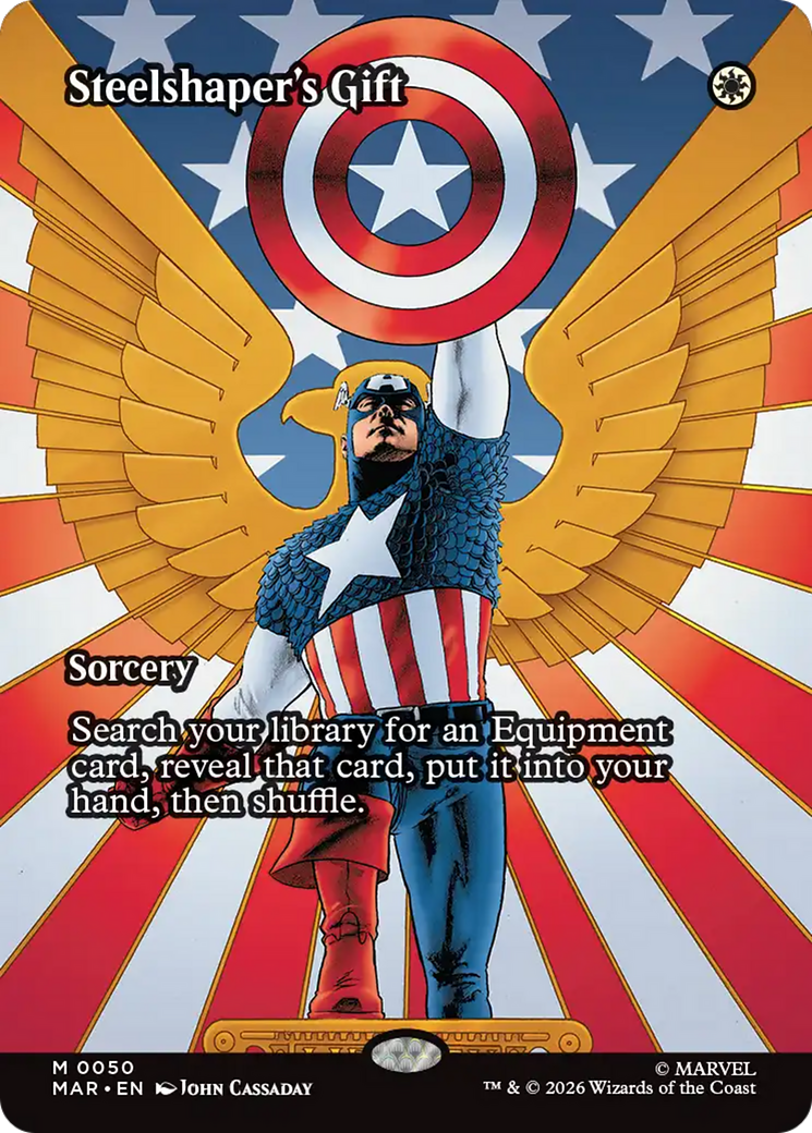 Steelshaper's Gift (Borderless) [Marvel Universe: Eternal-Legal] | Card Merchant Takapuna