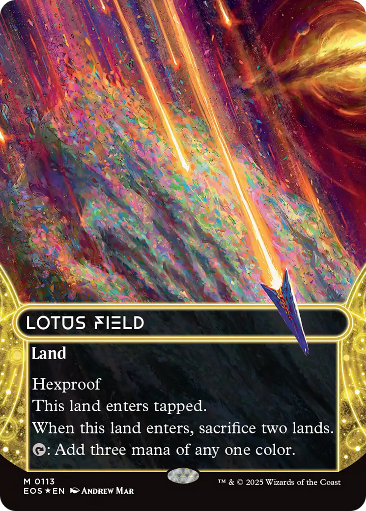 Lotus Field (0113) (Borderless) (Galaxy Foil) [Edge of Eternities: Stellar Sights] | Card Merchant Takapuna