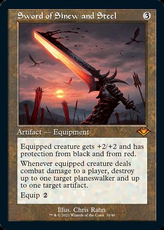 Sword of Sinew and Steel (Retro Foil Etched) [Modern Horizons] | Card Merchant Takapuna
