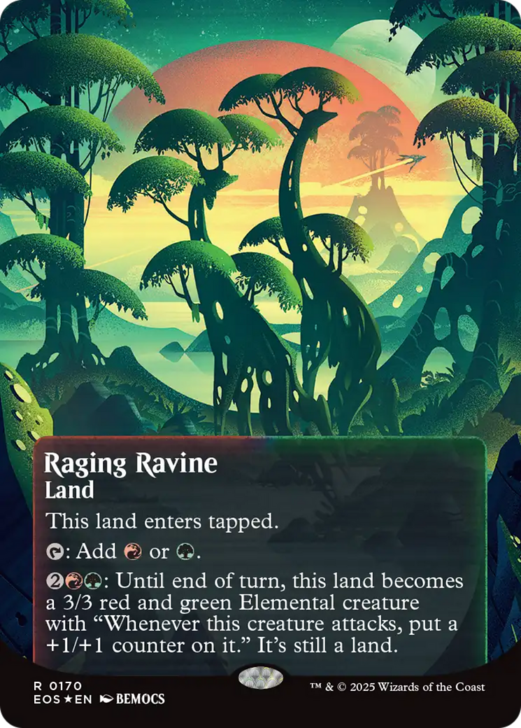 Raging Ravine (0170) (Borderless) (Galaxy Foil) [Edge of Eternities: Stellar Sights] | Card Merchant Takapuna