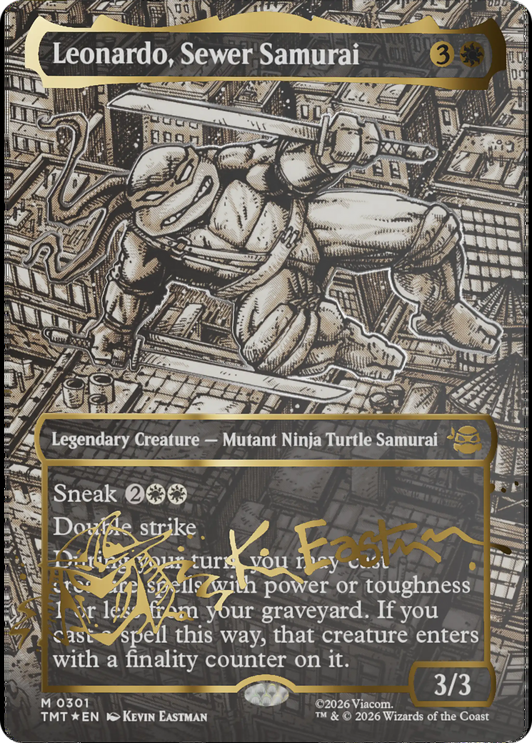 Leonardo, Sewer Samurai (Borderless) (Gold-Stamped Signature) [Teenage Mutant Ninja Turtles] | Card Merchant Takapuna