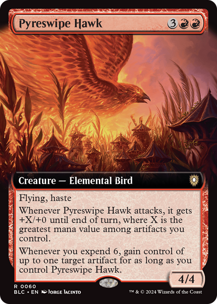 Pyreswipe Hawk (Extended Art) [Bloomburrow Commander] | Card Merchant Takapuna