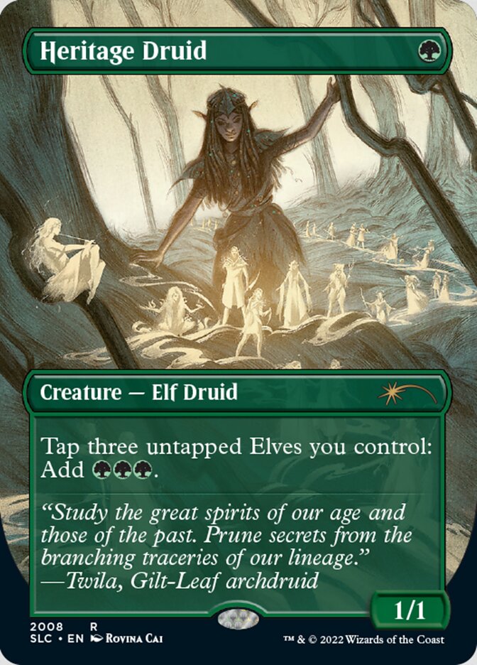 Heritage Druid (Borderless) [Secret Lair Countdown Kit] | Card Merchant Takapuna