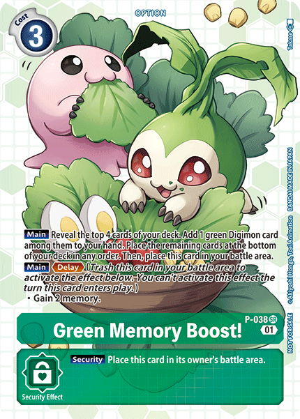 Green Memory Boost! [P-038] (Box Promotion Pack - Next Adventure) [Promotional Cards] | Card Merchant Takapuna