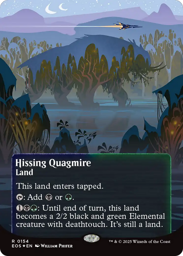 Hissing Quagmire (0154) (Borderless) (Galaxy Foil) [Edge of Eternities: Stellar Sights] | Card Merchant Takapuna