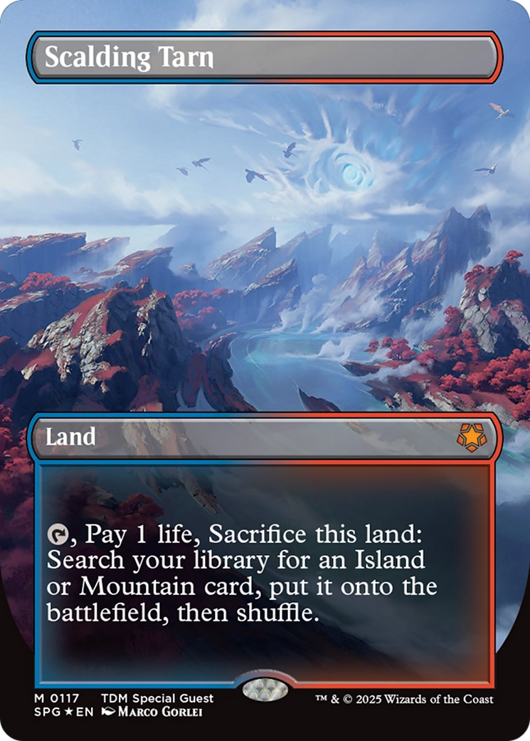 Scalding Tarn (Borderless) (Dragonscale Foil) [Tarkir: Dragonstorm Special Guests] | Card Merchant Takapuna