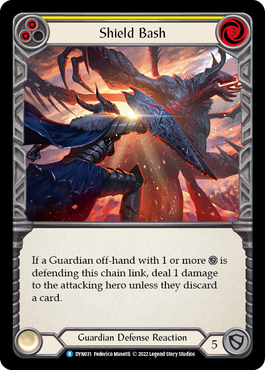 Shield Bash (Yellow) [DYN031] (Dynasty)  Rainbow Foil | Card Merchant Takapuna