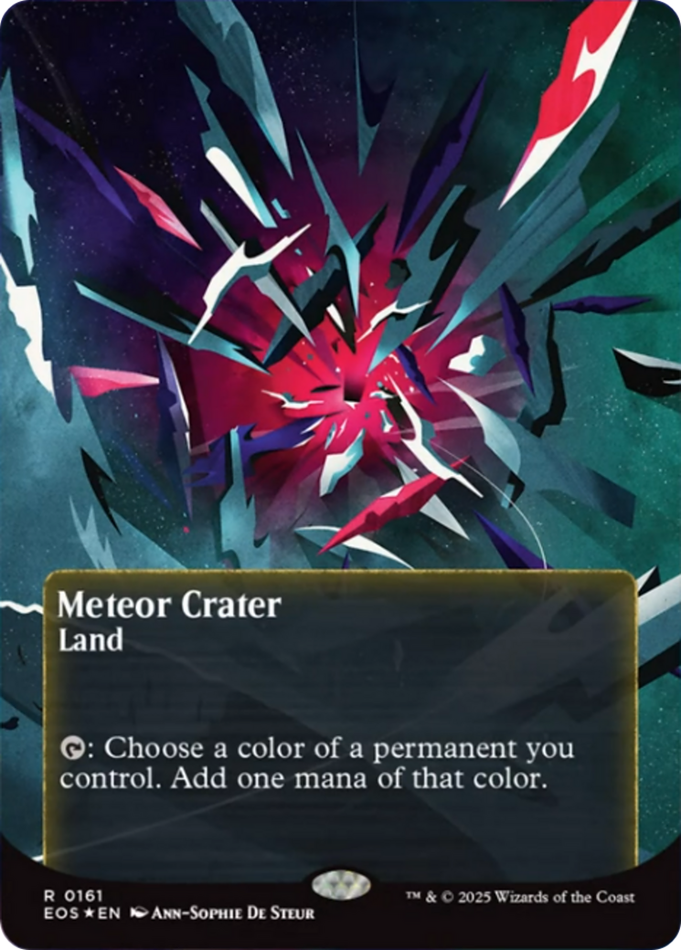 Meteor Crater (0161) (Borderless) (Galaxy Foil) [Edge of Eternities: Stellar Sights] | Card Merchant Takapuna
