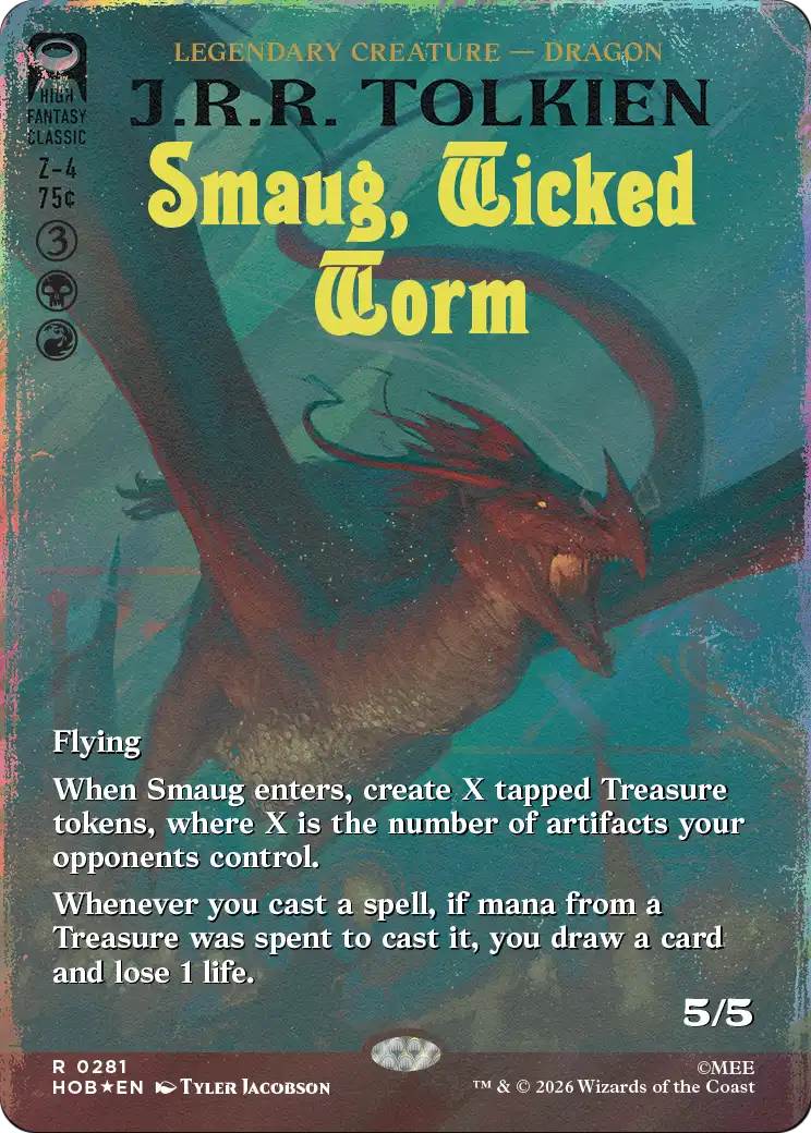 Smaug, Wicked Worm (Borderless) (Surge Foil) [The Hobbit] | Card Merchant Takapuna