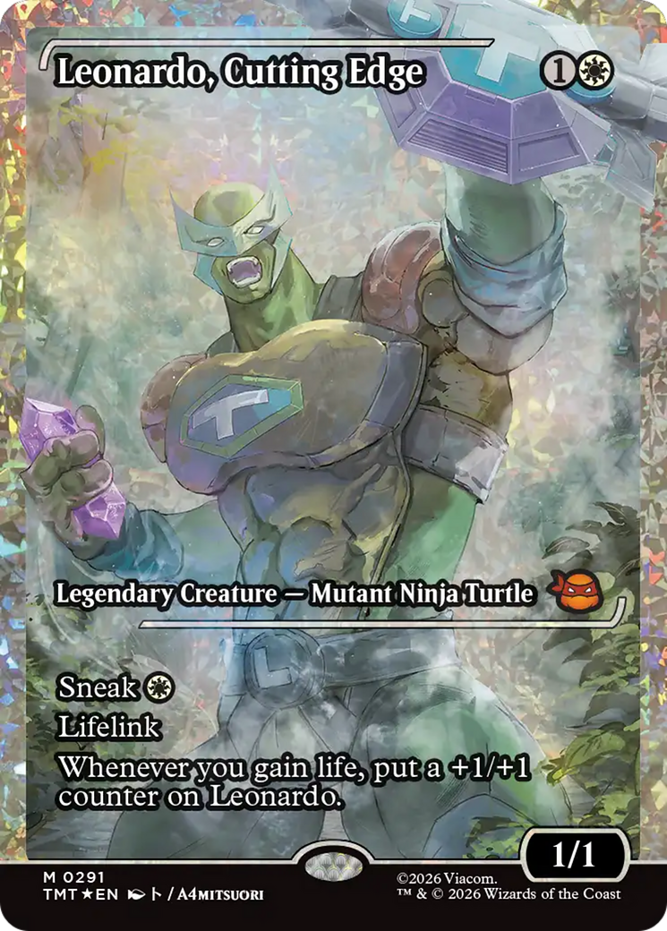 Leonardo, Cutting Edge (Showcase) (Fracture Foil) [Teenage Mutant Ninja Turtles] | Card Merchant Takapuna
