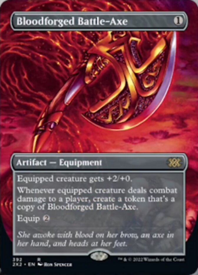 Bloodforged Battle-Axe (Borderless Alternate Art) [Double Masters 2022] | Card Merchant Takapuna
