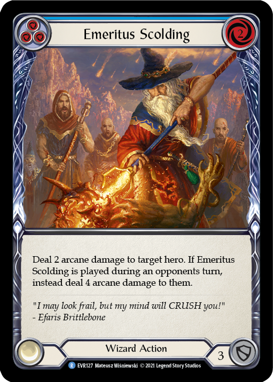 Emeritus Scolding (Blue) [EVR127] (Everfest)  1st Edition Normal | Card Merchant Takapuna