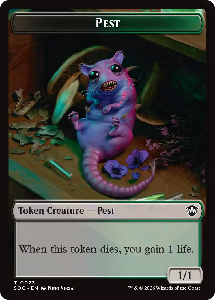 Saproling // Pest (0023) Double-Sided Token [Secrets of Strixhaven Commander Tokens] | Card Merchant Takapuna