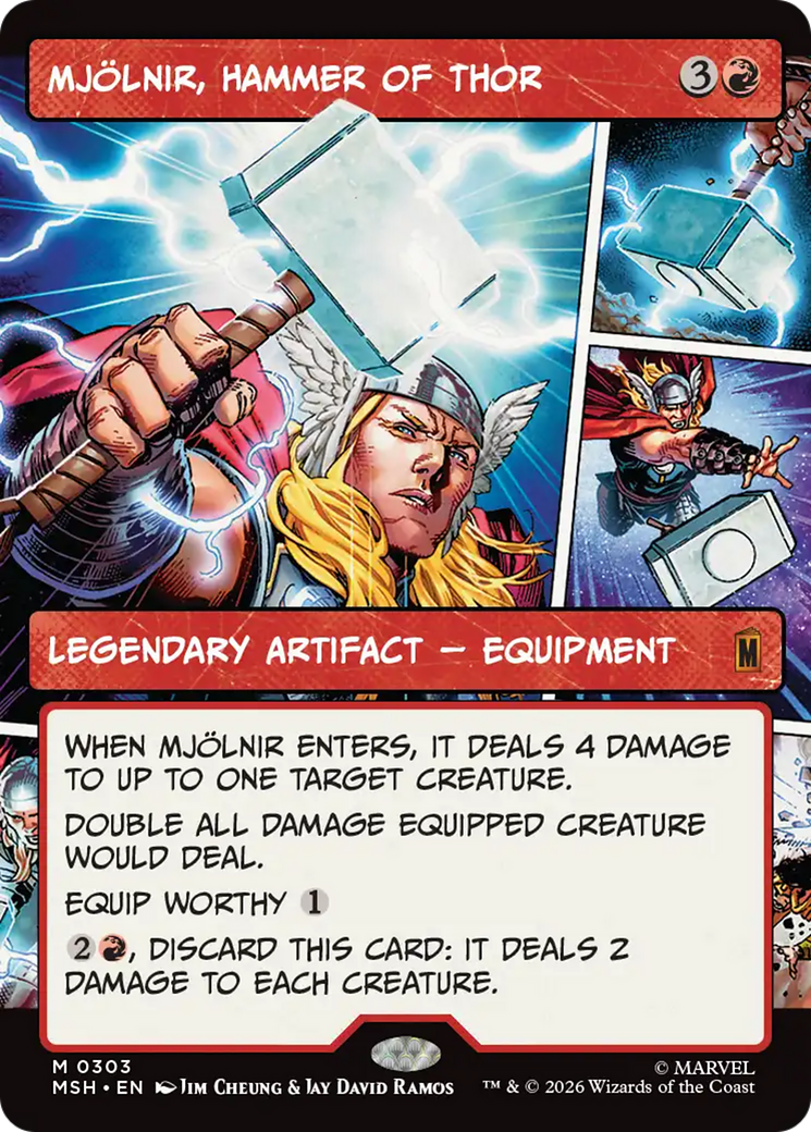 Mjolnir, Hammer of Thor (Borderless) (0303) [Marvel Super Heroes] | Card Merchant Takapuna