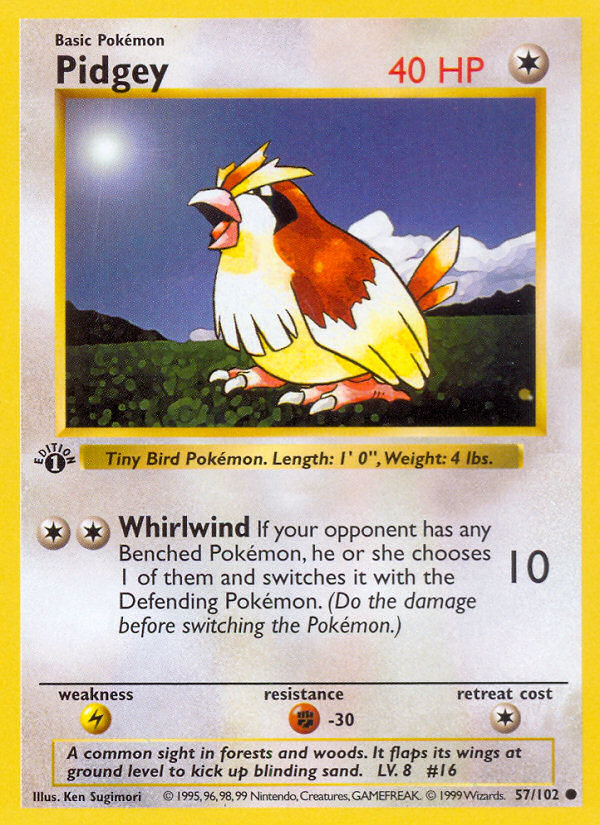 Pidgey (57/102) (Shadowless) [Base Set 1st Edition] | Card Merchant Takapuna