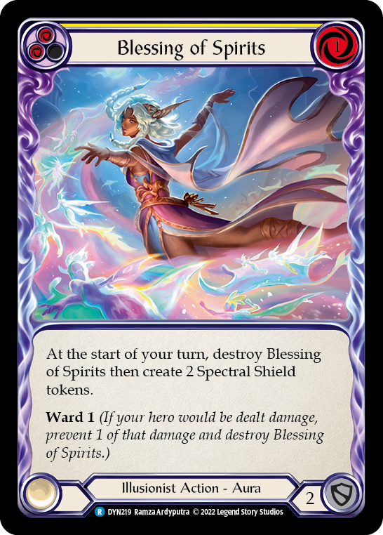 Blessing of Spirits (Yellow) [DYN219] (Dynasty)  Rainbow Foil | Card Merchant Takapuna