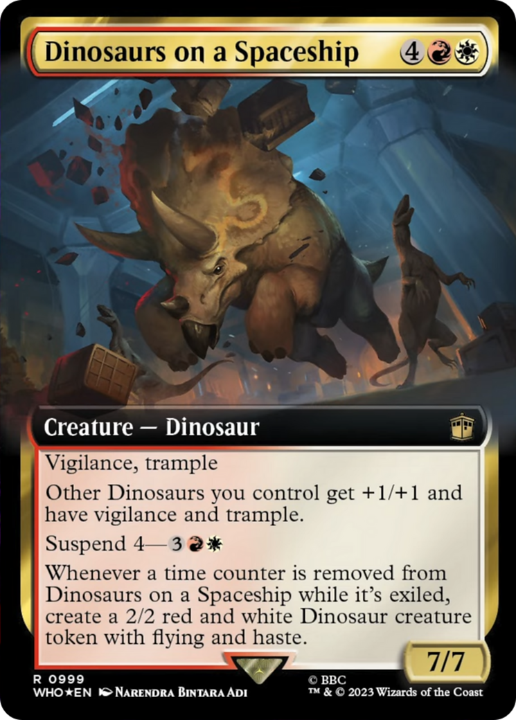 Dinosaurs on a Spaceship (Extended Art) (Surge Foil) [Doctor Who] | Card Merchant Takapuna
