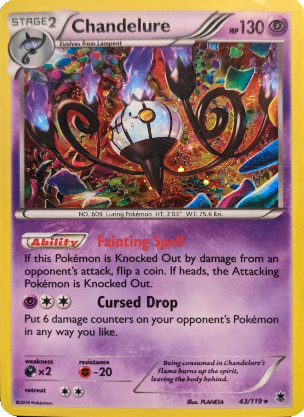 Chandelure (43/119) (Cosmos Holo) [XY: Phantom Forces] | Card Merchant Takapuna