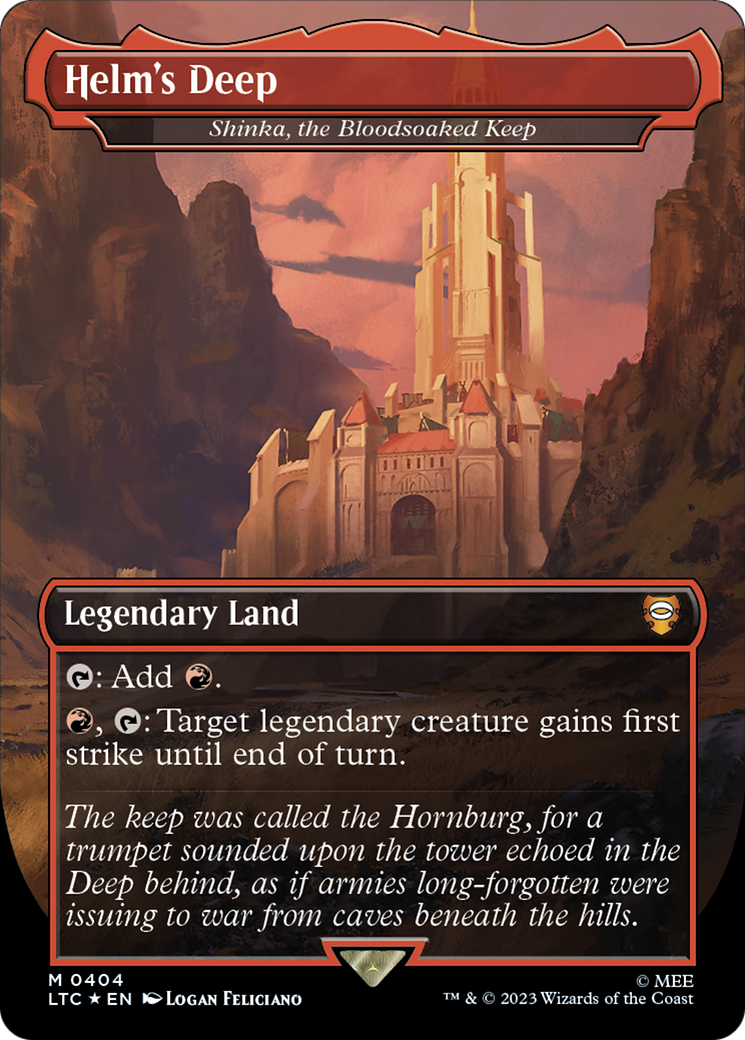 Helm's Deep - Shinka, the Bloodsoaked Keep (Surge Foil Realms and Relics) [The Lord of the Rings: Tales of Middle-Earth Commander] | Card Merchant Takapuna