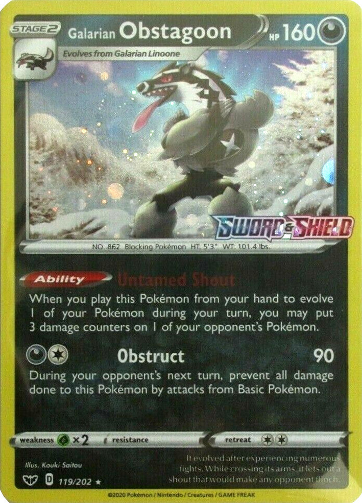 Galarian Obstagoon (119/202) (Cosmos Holo) [Sword & Shield: Base Set] | Card Merchant Takapuna