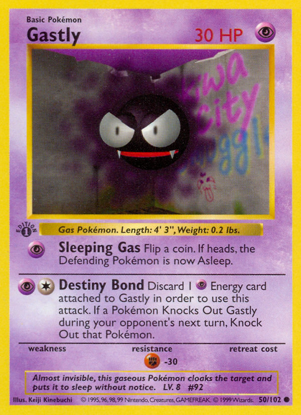 Gastly (50/102) (Shadowless) [Base Set 1st Edition] | Card Merchant Takapuna