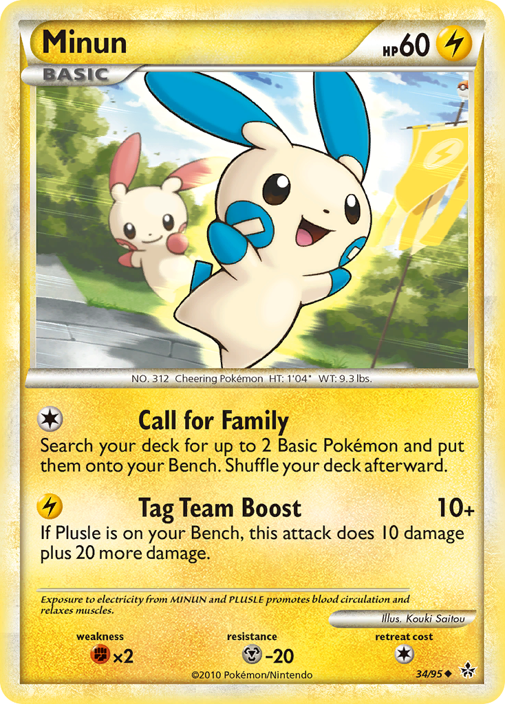 Minun (34/95) [HeartGold & SoulSilver: Unleashed] | Card Merchant Takapuna
