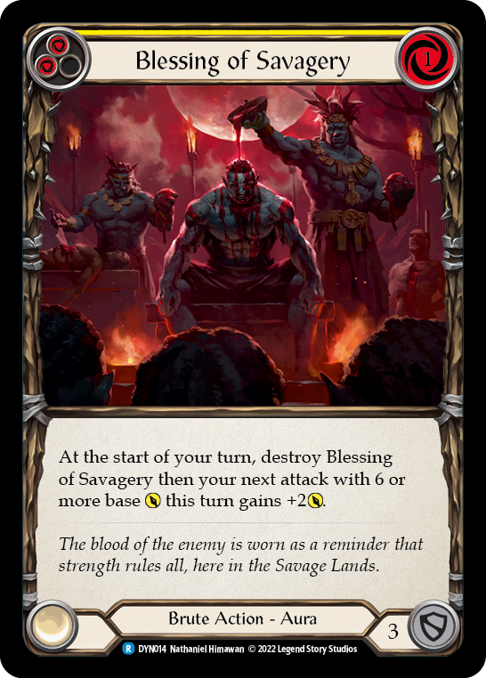 Blessing of Savagery (Yellow) [DYN014] (Dynasty)  Rainbow Foil | Card Merchant Takapuna
