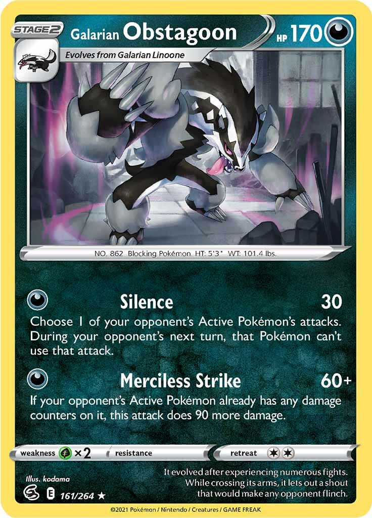 Galarian Obstagoon (161/264) [Sword & Shield: Fusion Strike] | Card Merchant Takapuna