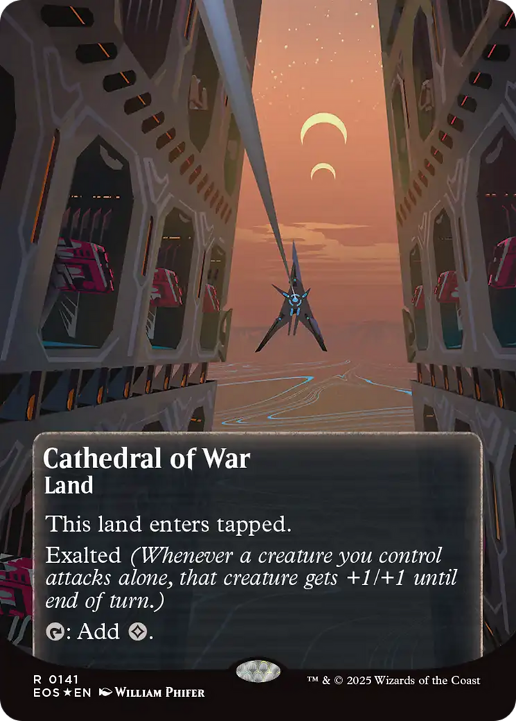 Cathedral of War (0141) (Borderless) (Galaxy Foil) [Edge of Eternities: Stellar Sights] | Card Merchant Takapuna