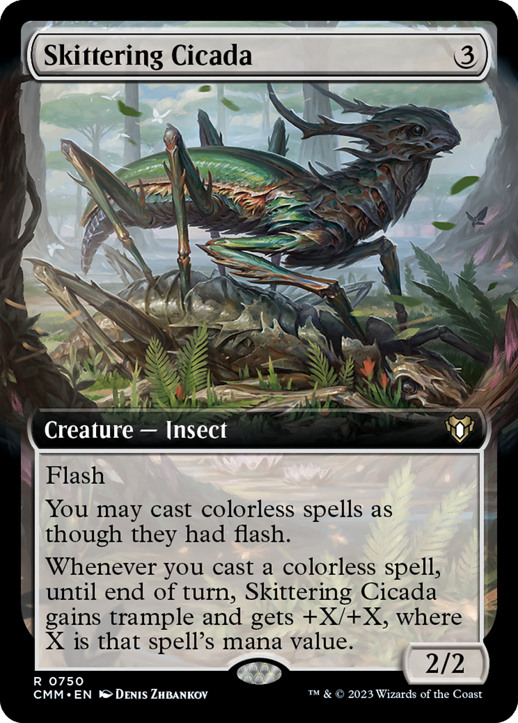 Skittering Cicada (Extended Art) [Commander Masters] | Card Merchant Takapuna