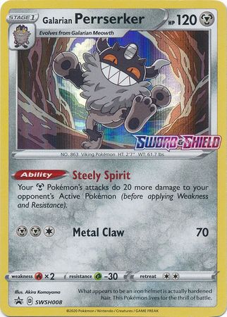 Galarian Perrserker (SWSH008) (Prerelease Promo) [Sword & Shield: Black Star Promos] | Card Merchant Takapuna