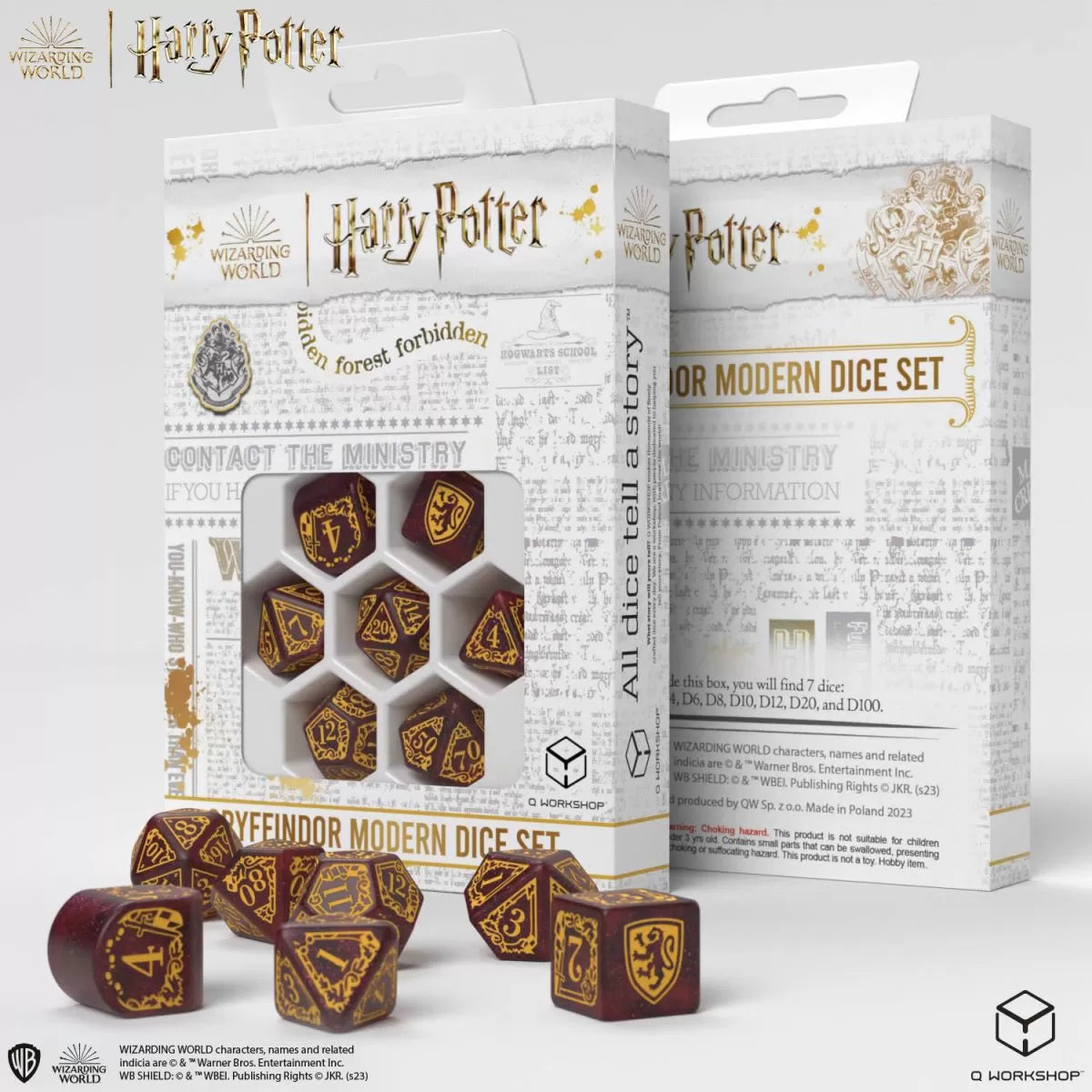 Q Workshop Harry Potter Modern Dice Set - Gryffindor - Red Dice Set 7 | Card Merchant Takapuna