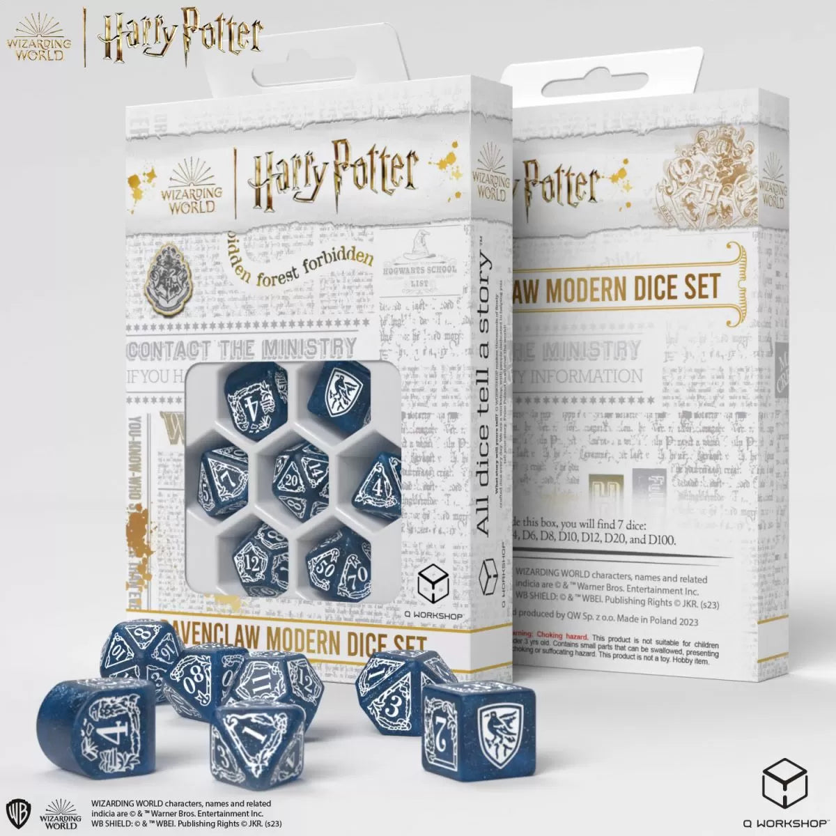 Q Workshop Harry Potter Modern Dice Set - Ravenclaw - Blue Dice Set 7 | Card Merchant Takapuna