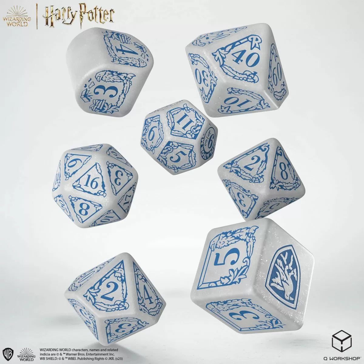 Q Workshop Harry Potter Modern Dice Set - Ravenclaw - White Dice Set 7 | Card Merchant Takapuna