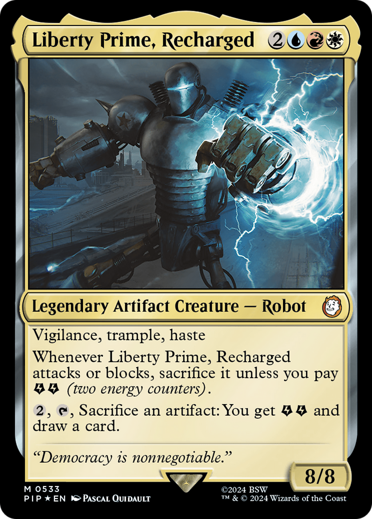 Liberty Prime, Recharged (Surge Foil) [Fallout] | Card Merchant Takapuna
