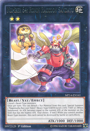 Number 64: Ronin Raccoon Sandayu [MP14-EN161] Rare | Card Merchant Takapuna