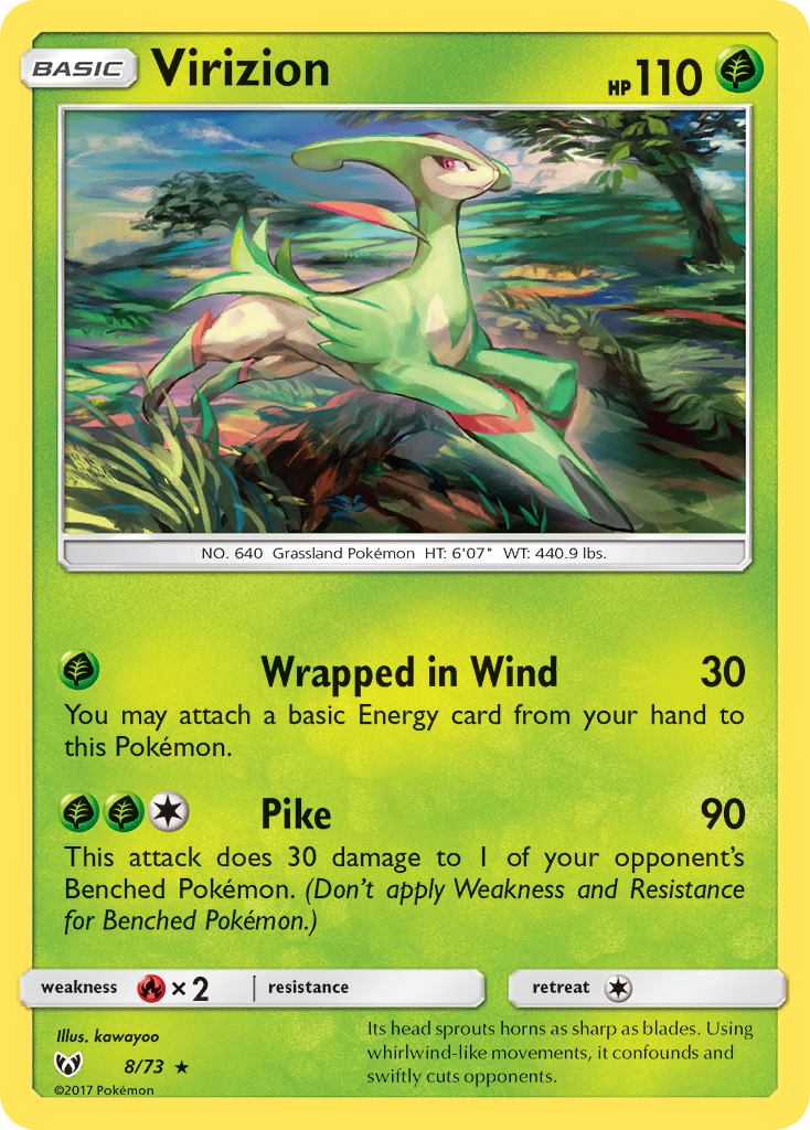 Virizion (8/73) [Sun & Moon: Shining Legends] | Card Merchant Takapuna