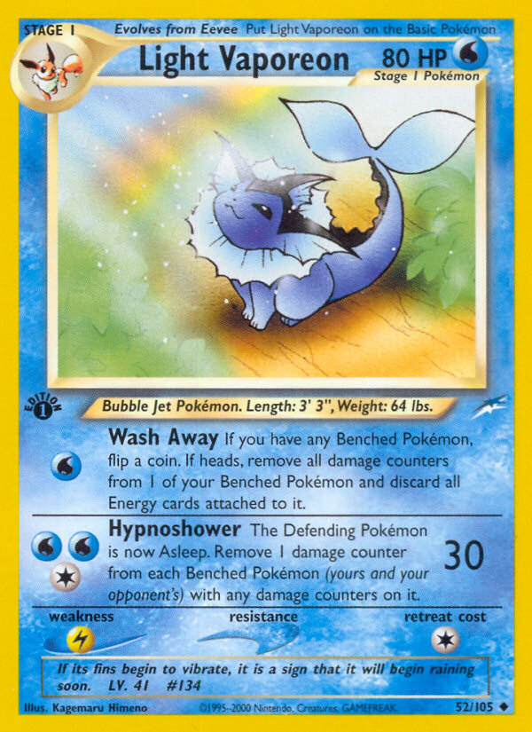 Light Vaporeon (52/105) [Neo Destiny 1st Edition] | Card Merchant Takapuna