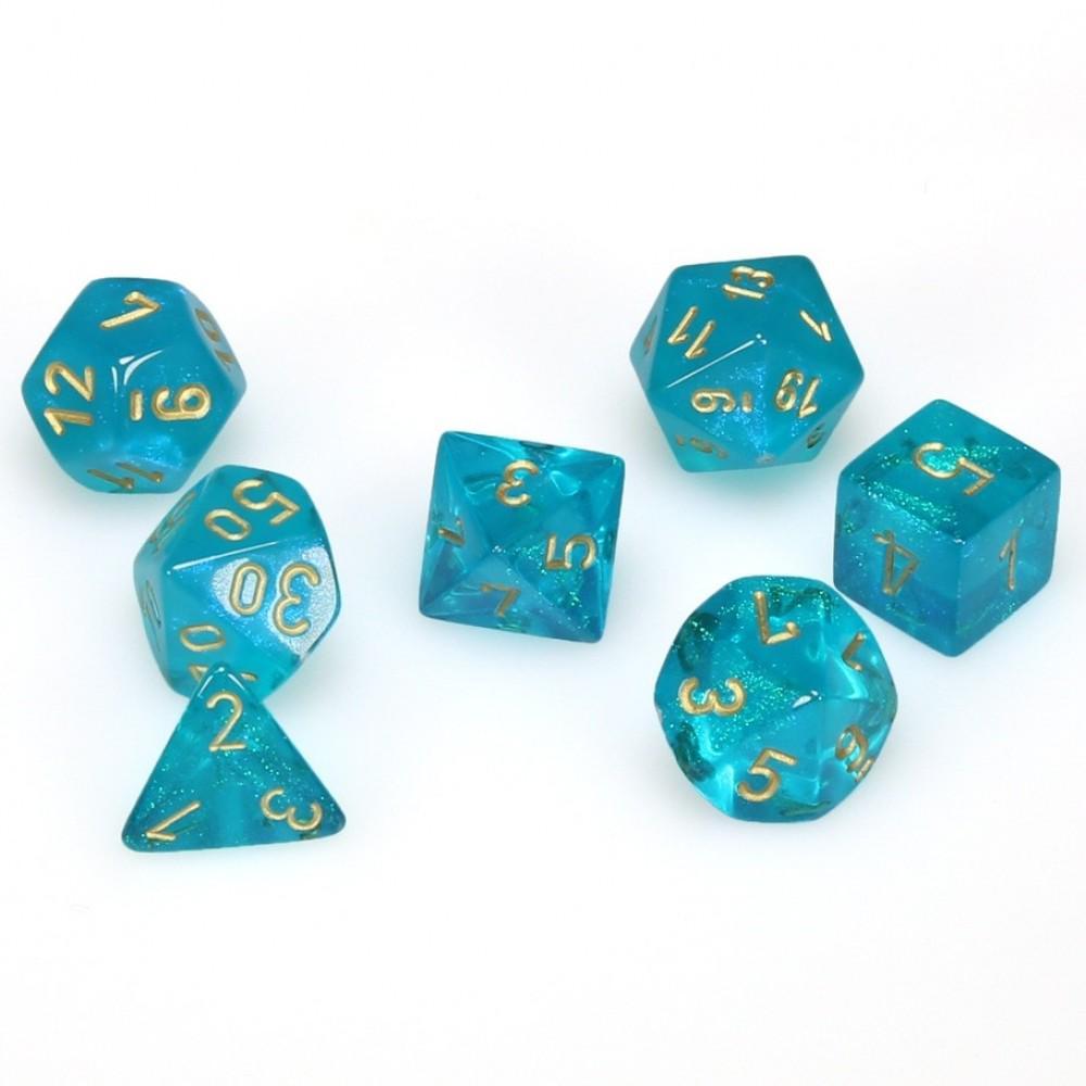 Chessex 7-Die Polyhedral Set - Borealis  (Teal/Gold) | Card Merchant Takapuna