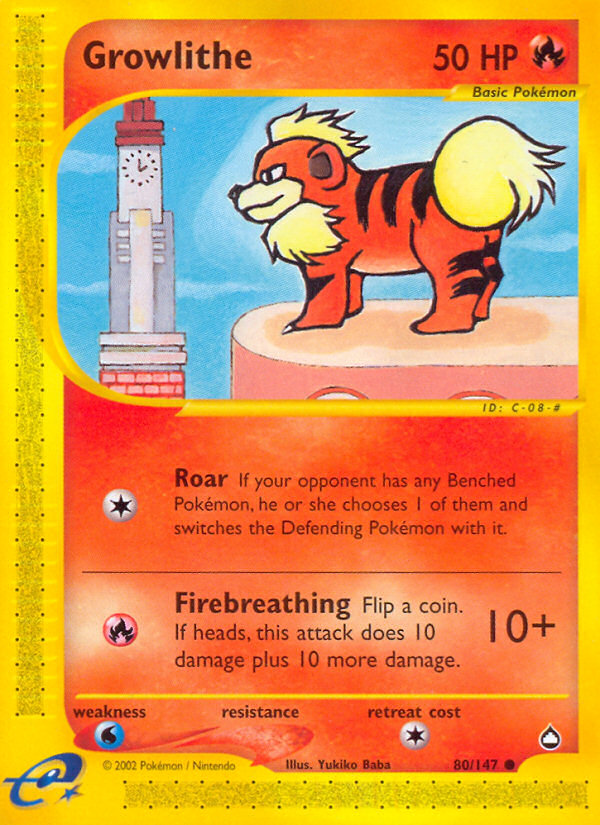 Growlithe (80/147) [Aquapolis] | Card Merchant Takapuna