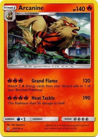 Arcanine (22/214) (Cosmos Holo) [Sun & Moon: Unbroken Bonds] | Card Merchant Takapuna