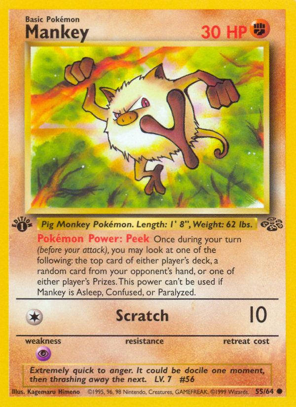 Mankey (55/64) [Jungle 1st Edition] | Card Merchant Takapuna